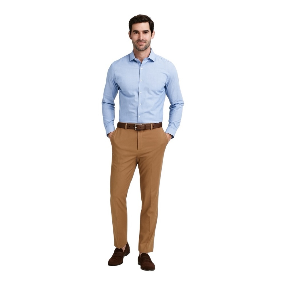 NWT Men's Brown Dress Pants 38x32 Extra Trim Fit Tailored Work Pants